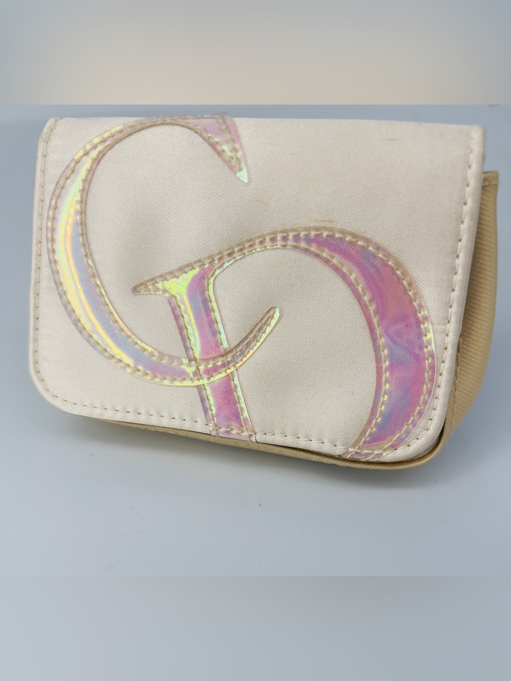 Vintage Christian Dior cosmetic pouch cream/ beige